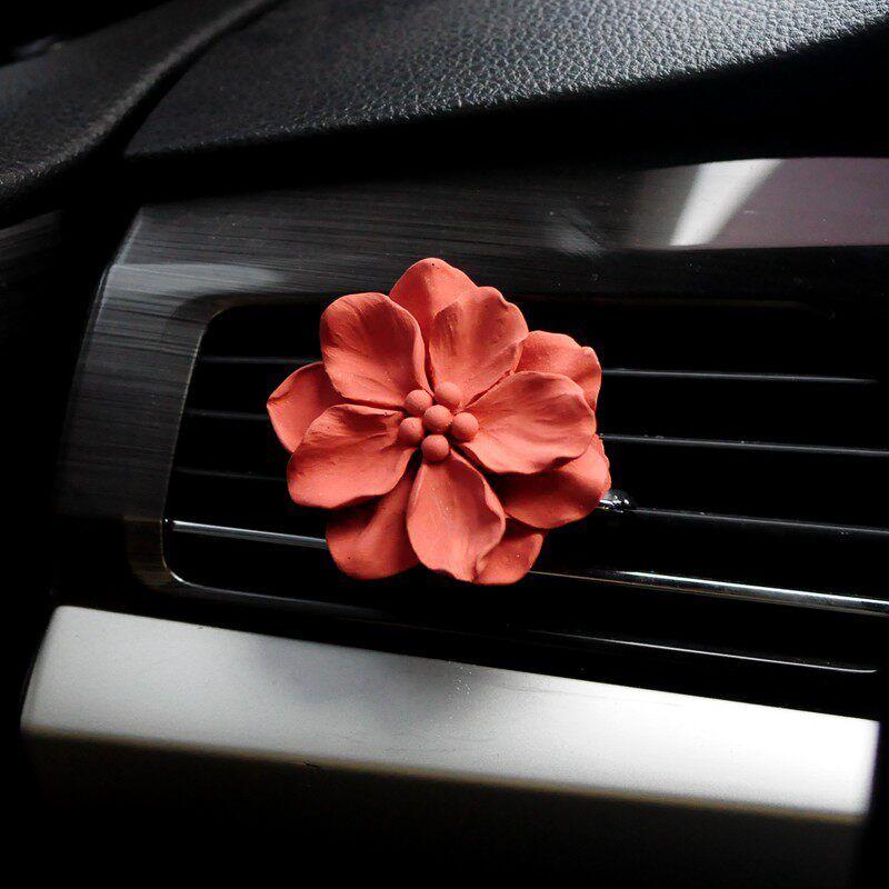 Retro Flower Car Air Outlet Aromatherapy Fancy Niche Style Camellia Car Vent Fragrant Stone Aroma Diffuser