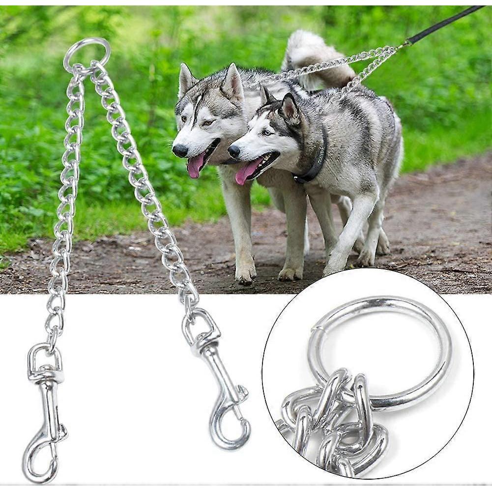 Double Dog Leash, Metal Dual Dog Leash Coupler, Chew Proof 360 Swivel Twining