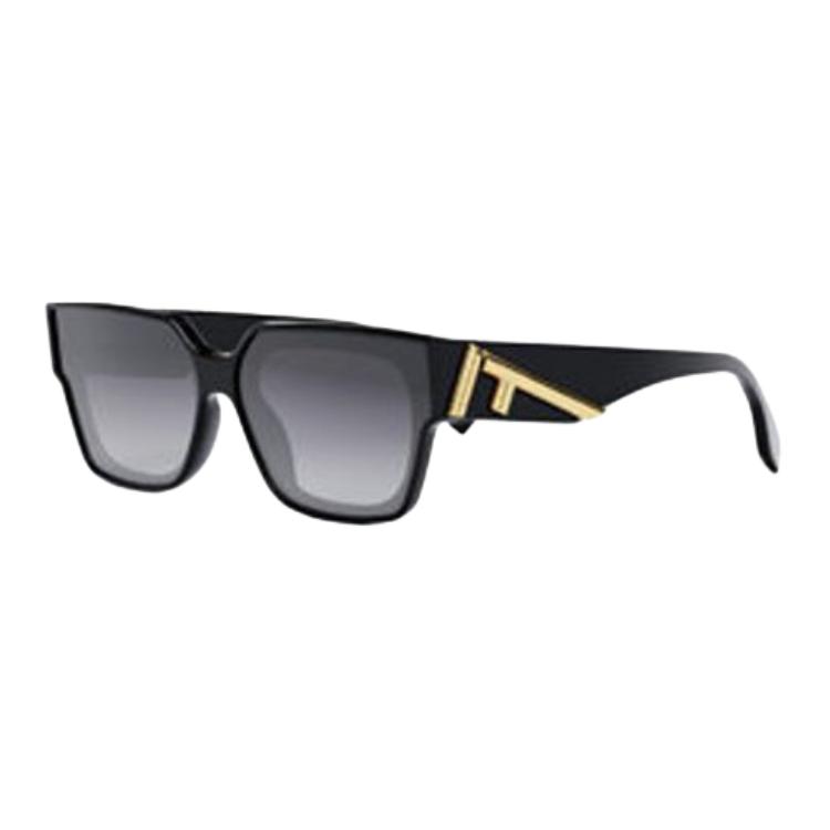 Fendi Square Sunglasses With Engraved Temples Women sunglasses Black FE40099F6601B F,Black