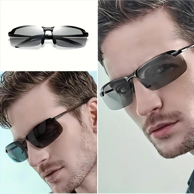 Men's Classic Polarized Fashion Glasses with Stainless Steel Frame - Pochromic Golf Hiking Travel and Fishing Lenses
