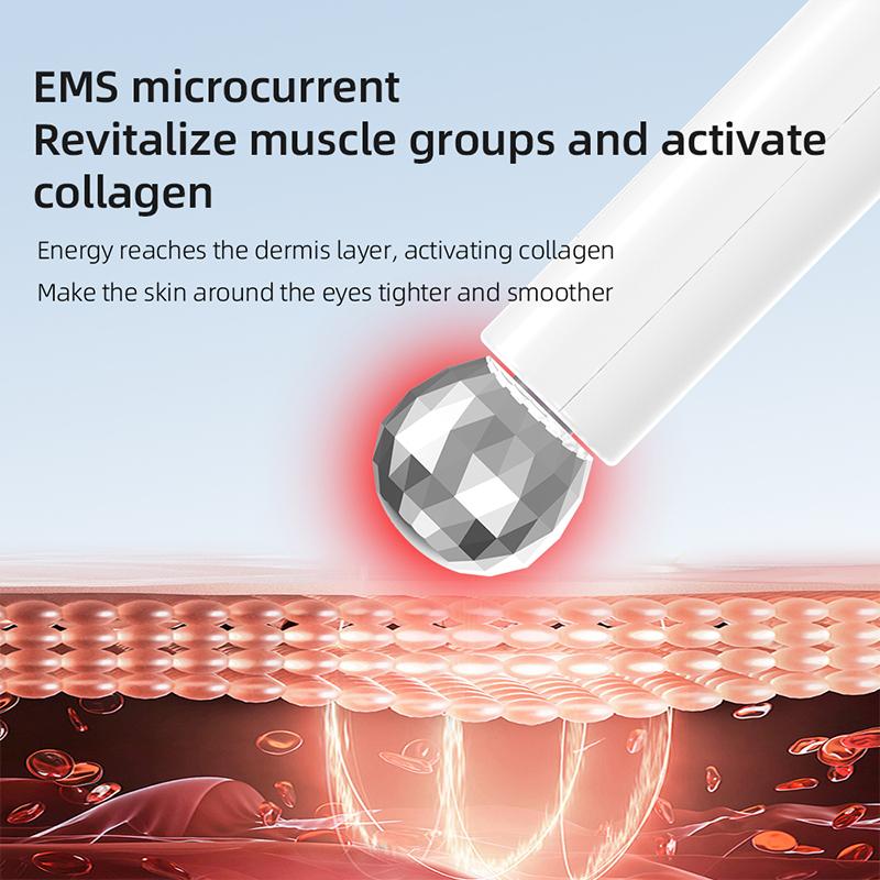 Electric Eye Beauty Instrument Facial Massage Roller EMS Microcurrent Hot Conpress Skin Lifting Eye Dark Circles Wrinkles Reduce