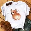Maycaur Funny Cute Corgi Dog Printed TShirt Harajuku 90s Kawaii Women Short Sleeves T Shirts Tops Graphic Tees Female Tshirt