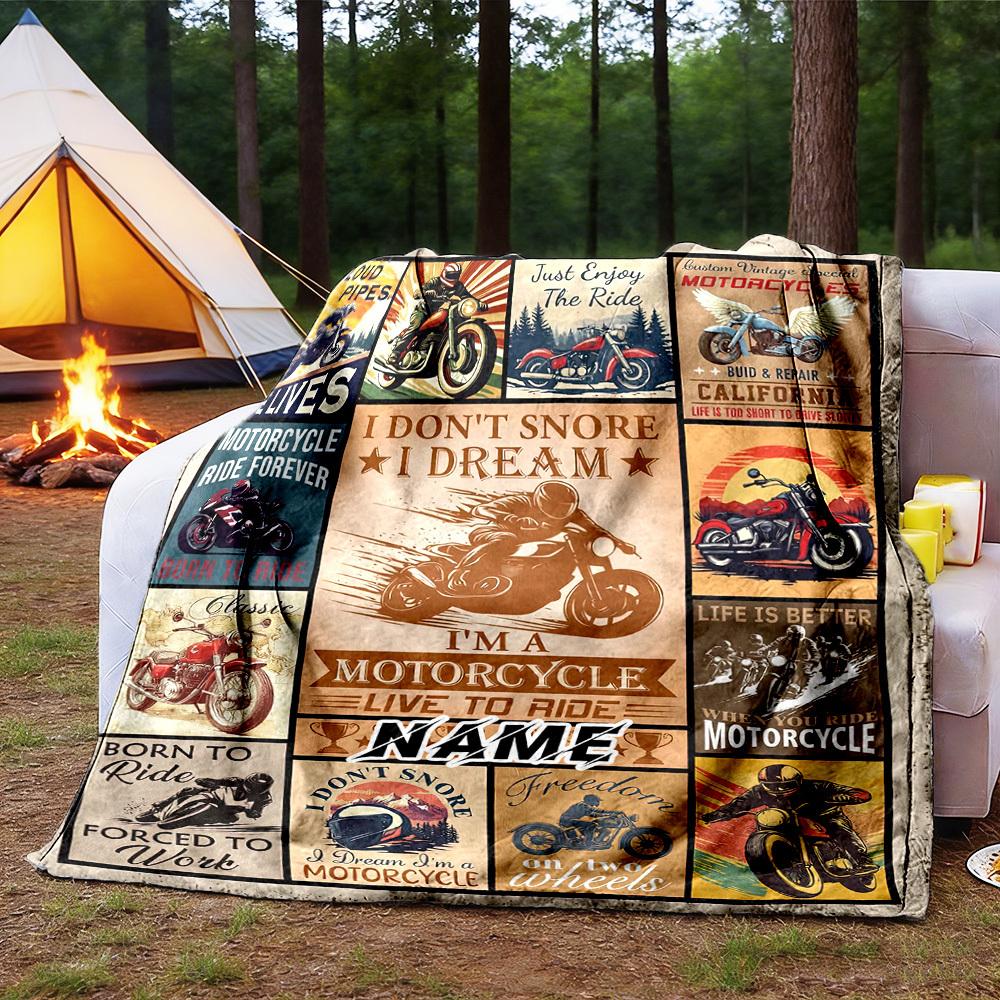 Motorcycle Rider Home Customize Your Name Blankets Comfortable Soft Lightweight Allseason Multipurpose Blanket For Picnics Sofas Offices Beds Living