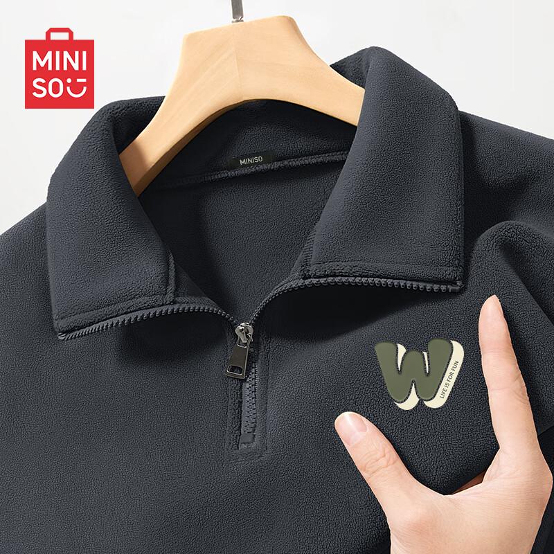 MINISO Herren Verdicktes Fleece-Sweatshirt mit halbem Reißverschluss