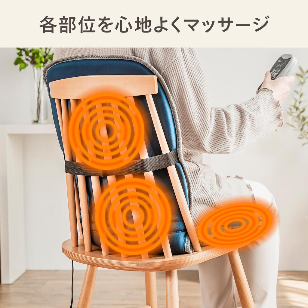 Twin Bird Seat Vibration Managed Medical Auto Off Navy Blue Massager, Type, 3-Stage Switching, Lightweight, Equipment, Timer, EM-2546BL