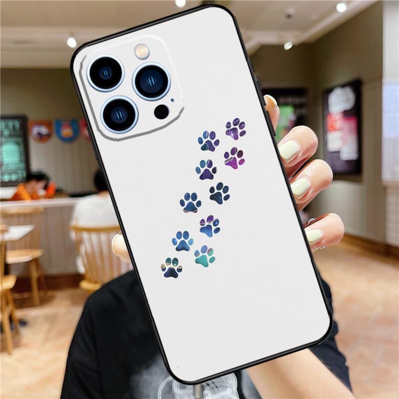 Dog foot print Paw Colorful Pattern Case For iPhone 17 16 15 14 13 12 11 Pro Max Mini Plus 16e 17 Air Bumper Cover Accessories