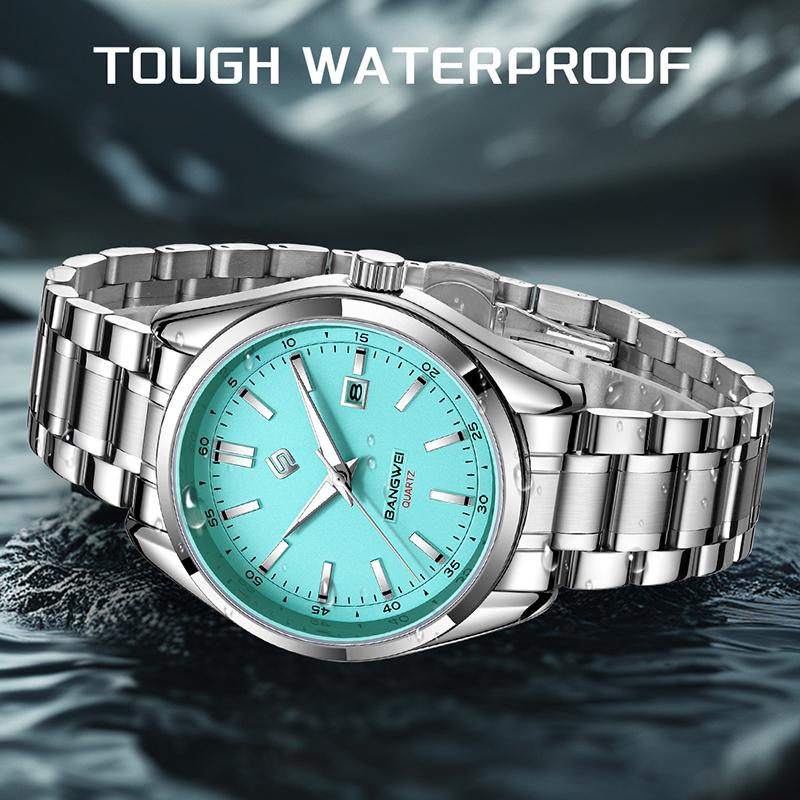 New Luxury Men Watch Top Brand Classic Business Stainless Steel Dual Calendar Quartz Wrist Watch for Men Reloj Hombre