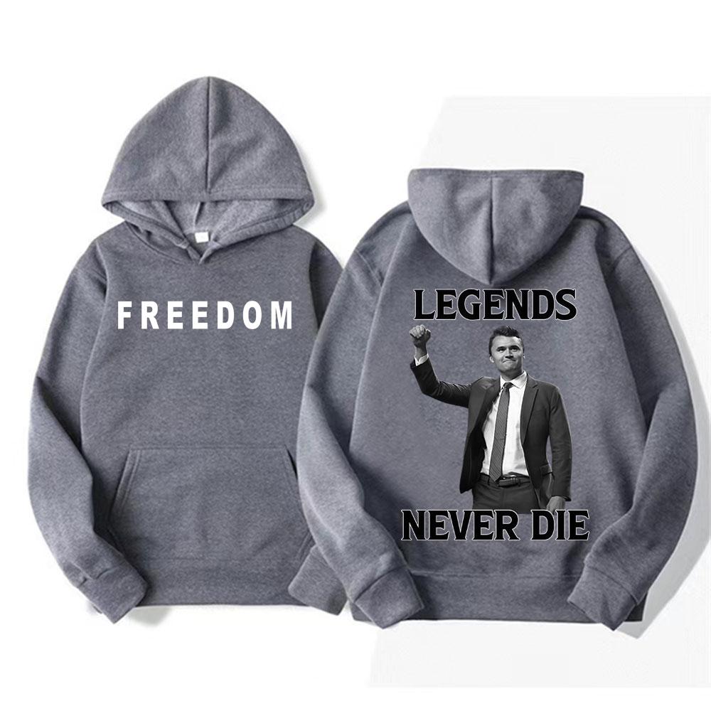 

Легенди Ніколи Не Вмирають Чарлі Кірк Осінь/Зима 2025 100% Бавовняна Толстовка з Принтом Чоловіча Модна Тенденція Вуличний Стиль Светр Вільний 4XL