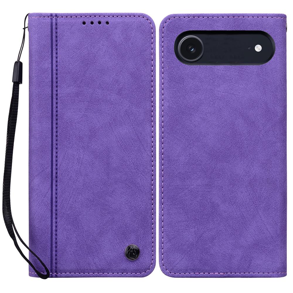 For iPhone 17 Air Case Lines Pattern Wallet Leather Phone Cover with Strap