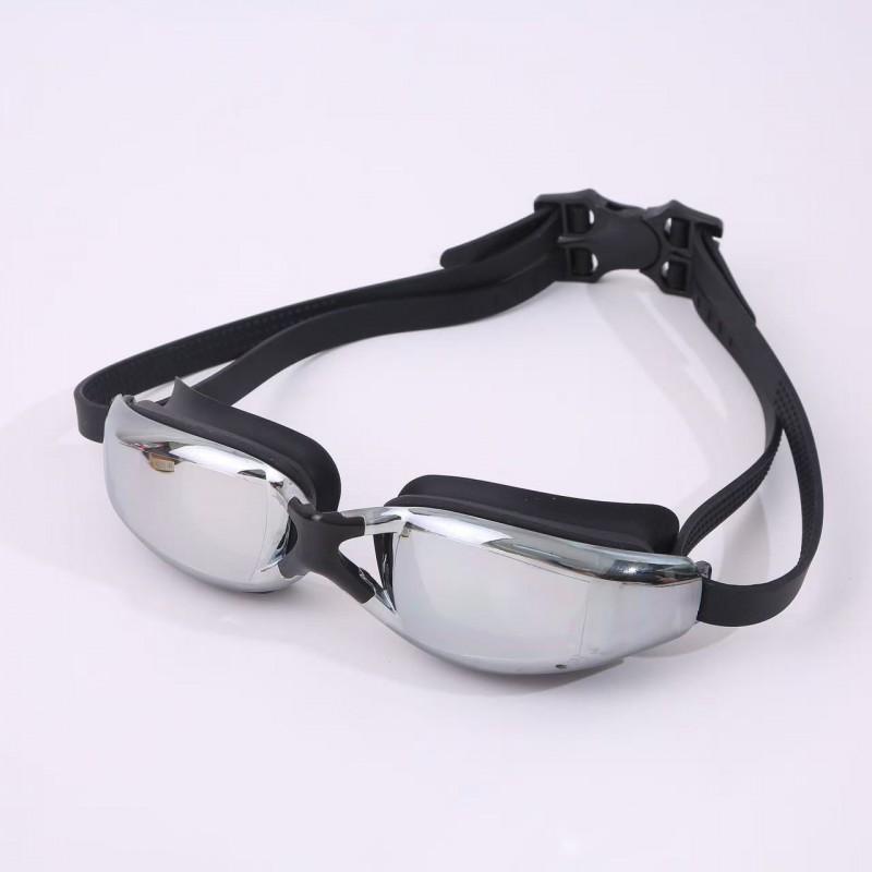 Adult Waterproof Anti-Fog Swim Goggles Myopia Electroplated Large Frame Earplug Protective Glasses