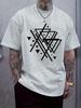 Casual Crew Neck T-shirt with Geometric Abstract Print