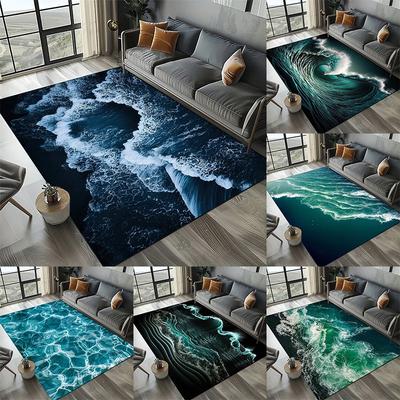 Ocean Seawater Sea Wave Scenery Carpet Large Size Rug for Living Room Bedroom Home Sofa Foot Mat Decoration Non-slip Floor Mat
