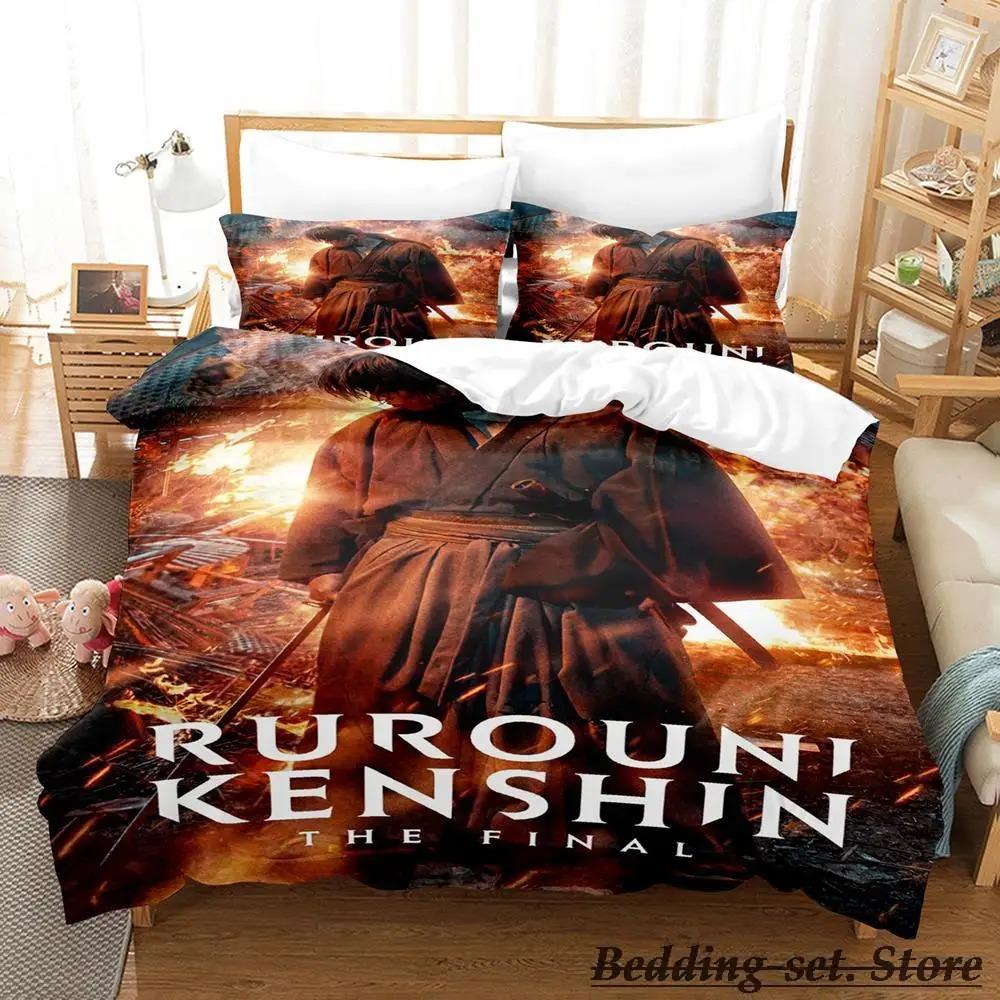 Rurouni Kenshin Bedding Set Single Twin Full Queen King Size Bed Set Adult Kid Bedroom Duvetcover Sets Anime Parure De Lit Bed