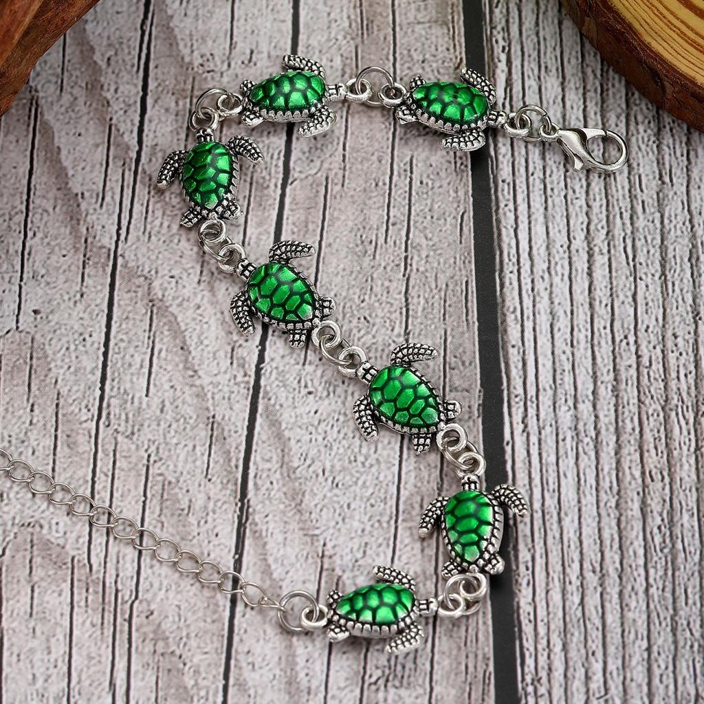 2025 new beach vacation wind alloy turtle handmade bracelet fashion niche retro jewelry spot wholesale