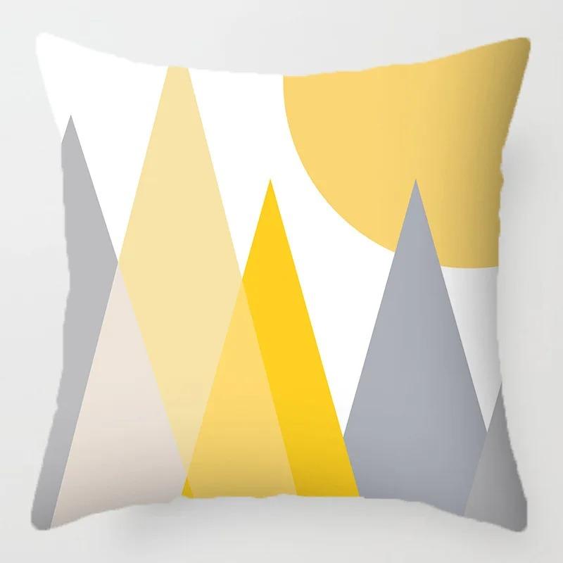 40X40 Yellow Geometric Throw Pillow Case Black Grey Striped Cushion Cover Modern Home Decor For Sofa Living Room Car Chair