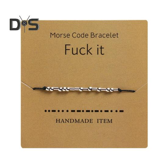 

Браслет с азбукой Морзе и карточкой, парный браслет, символ любви, растягивающийся дизайн, буквенно-цифровой браслет на запястье, праздничный подарок для любимых B