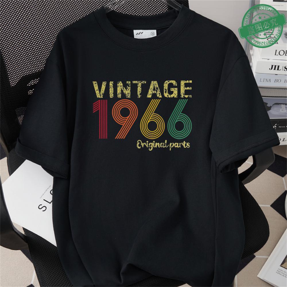 HighQuality Cotton TShirt for Men 1966 60th Birthday Unisex Loose Oversized Clothing O Neck Short Sleeve Tees Streetwear