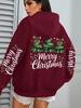 Women's Christmas Bow & Tree Pattern Casual Hoodie for Autumn