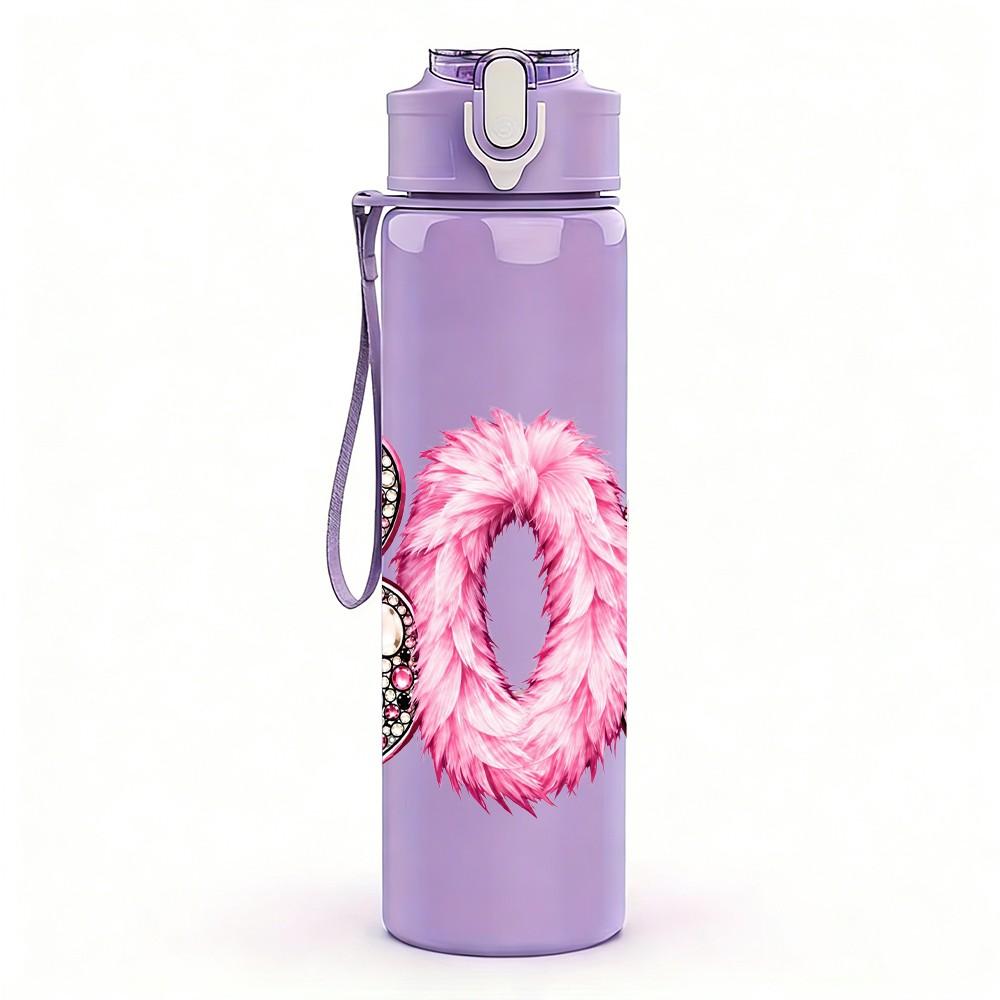 1PC Boo Halloween Letter 750ml Color Plastic Sports Water Bottle Leakproof Flip Straw Lid Suitable for Sports Office Home Use