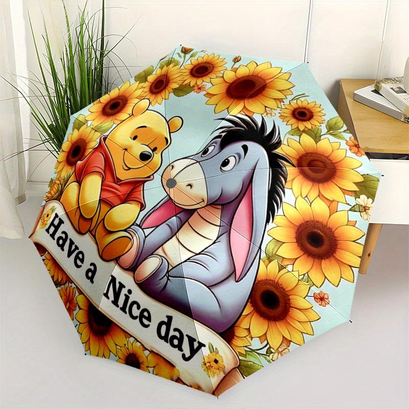 

1pc Have a Nice Day Winnie and Eeyore Automatic 3-Fold Cartoon Umbrella Design, Cute Cartoon Pattern, Portable Outdoor Umbrella, Perfect, Ho