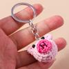 Lovely Handmade Knitted Pig Keychain Crocheted Animal Key Rings Pendant for Women Girls Handbag Charms DIY Jewelry Gifts