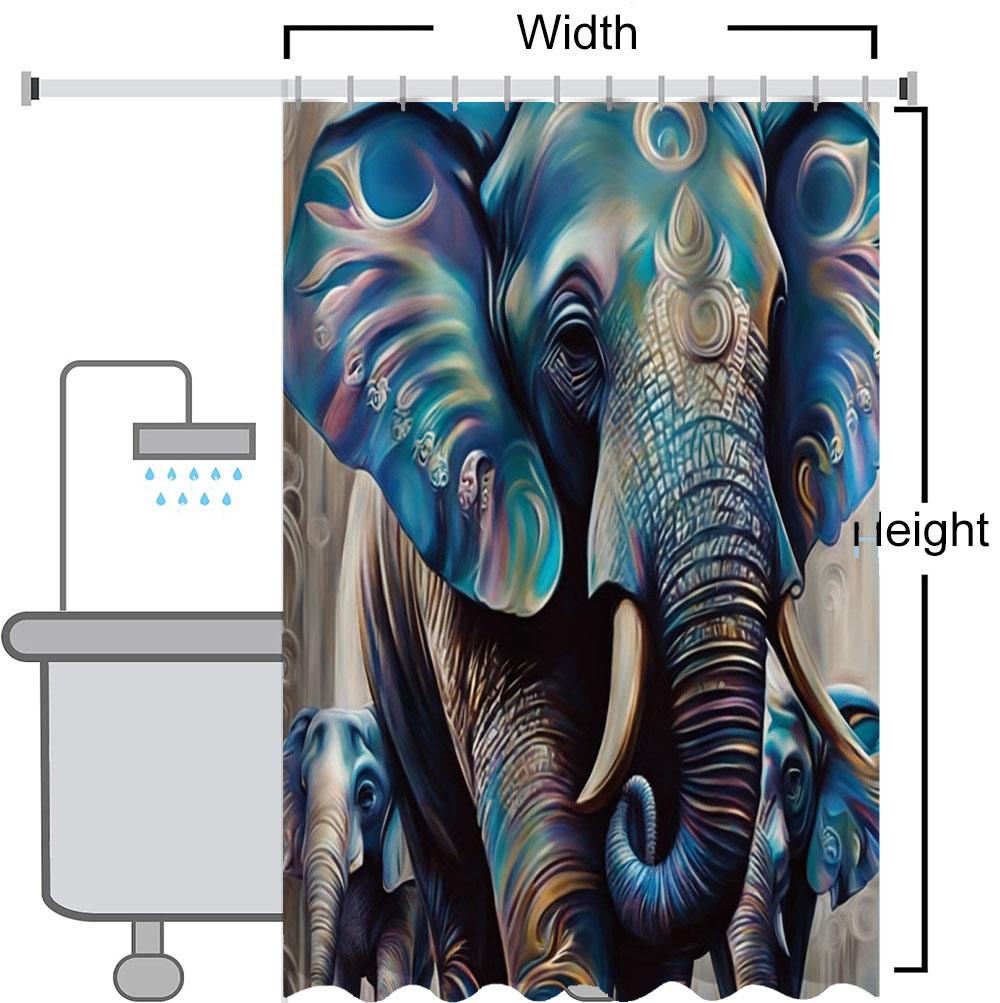 3D Elephant Bathing Curtain Bathroom Letters Shower Curtain Waterproof With 12 Hooks Fishes Home Deco Free Ship