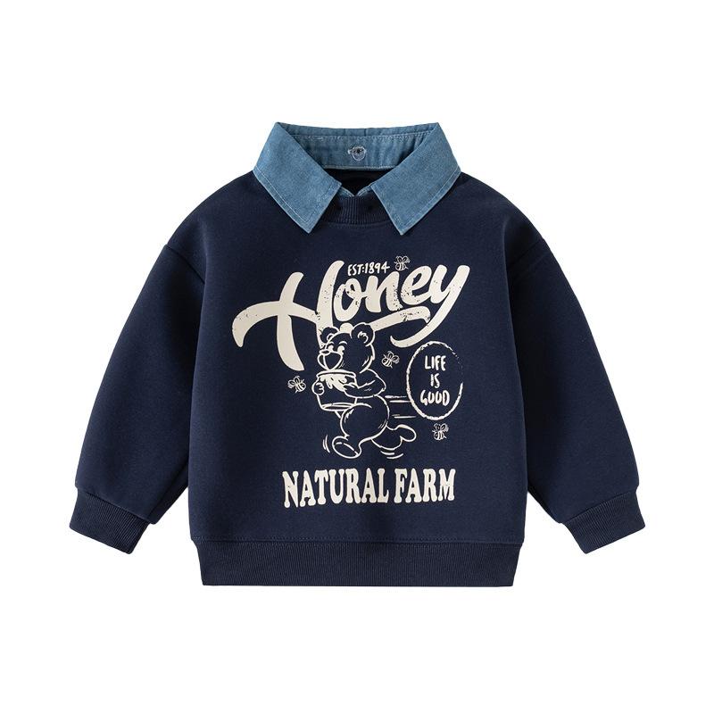 Children's fake two-piece sweater spring new Korean version children's clothing boys detachable collar jacket trendy baby top