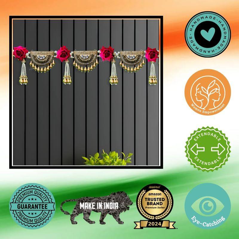 Torans for Entrance Door, Door Hangings for Home Decoration, Red Rose Heavy Toran | Thoranam for Entrance Door, Toran for Home Decoration