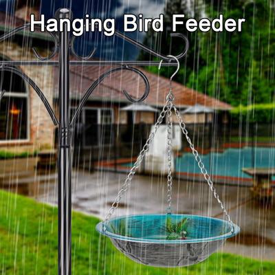 Hängender Metall-Vogelfutterspender Wetterfest für Außenbereich Garten Terrasse Hof Hängendes Vogelbad Wasserschale Futterspender mit abnehmbarer Kette