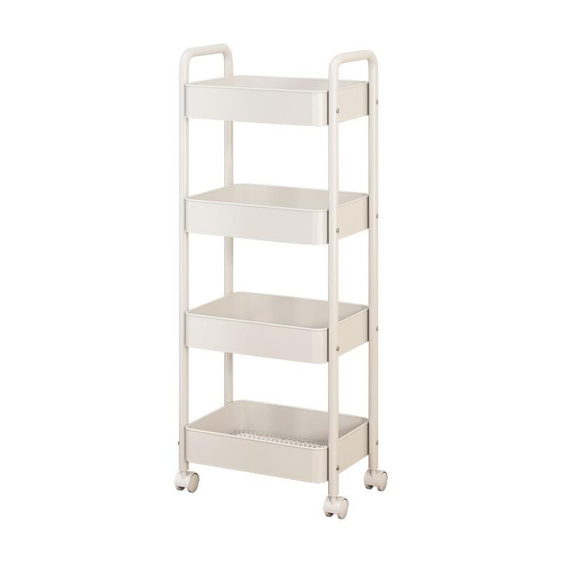 Carbon Steel Kitchen Rolling Cart Multi-Tier Mobile Storage Shelf with Vegetable Fruit Basket Multifunctional Organizer for Home