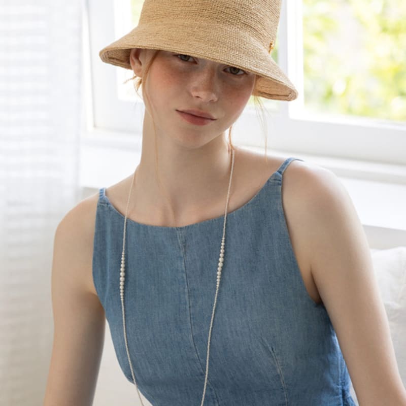 TATIANA NIVE Natural Raffia Cloche Bucket Hat HT8185