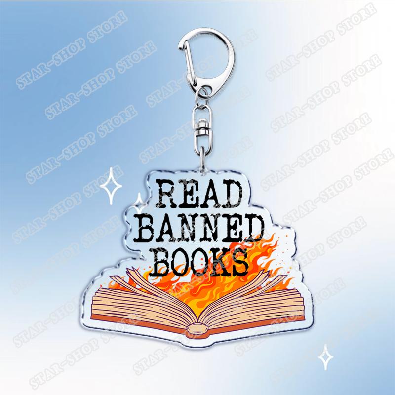 

Librarian Read Banned Books Week Keychains for Women Accessories Bag Reading Keyrings Jewelry Bookish Reader Friends Lover Gifts