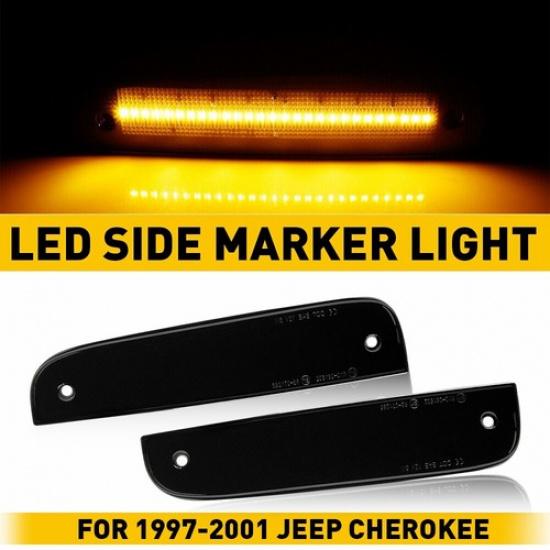 Switchback Turn Signal LED Side Marker Light Bumper Front Fit For Jeep Cherokee
