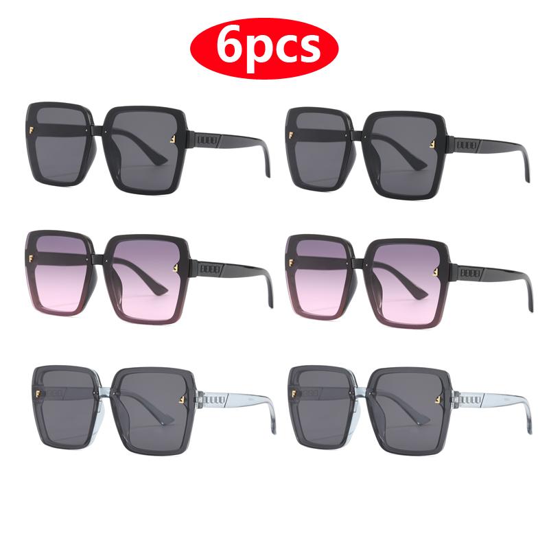 6pcs Retro Square Sunglasses Women Fashion Gradient Shades UV400 Men Punk Brand Sun Glasses Outdoor Cycling Shades