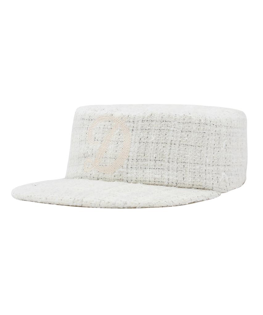 Depeu Pillbox Cap Tweed White