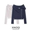 Fashion Style 2024 Autumn New Women's Clothing Asymmetric Design Long Sleeves Diagonal Collar Casual Sweater 3991108