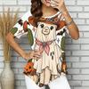 Womens Plus Size Short Sleeve Top Stationery Book Pencil Print Irregular Pointed Hem Summer Casual Blouse