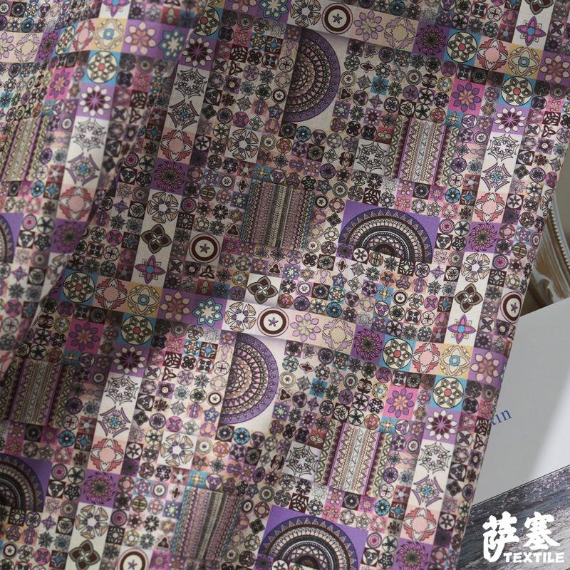 Pure Cotton Printed Plain Weave Fabric Ethnic Style Simia Fabric DIY Dress Coat Decorative Fabric Throw Pillow Bar Tablecloth