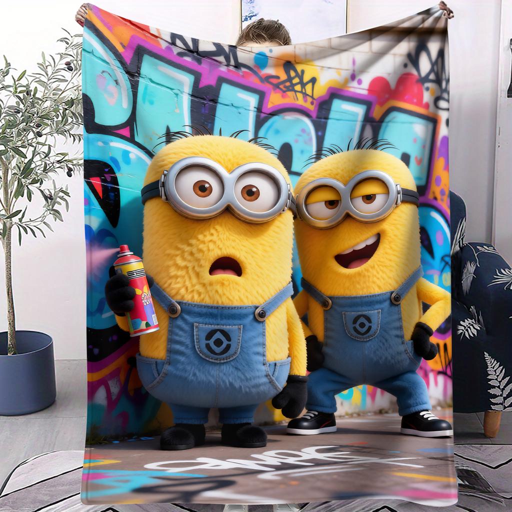 Minions Fan Essential Cover Blanket All Season Soft Fluffy Comfortable For Bed Bedroom Dorm Sofa Lunch Camping Collection Gift