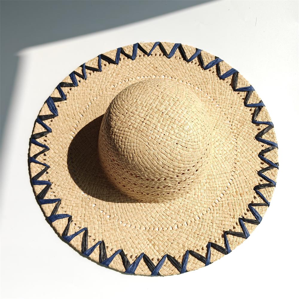 

Handmade Natural Raffia Big Brim Straw Hat Breathable Sunscreen Panama Style for Beach Holiday Women s Dame Top Sun Hat M 56-58
