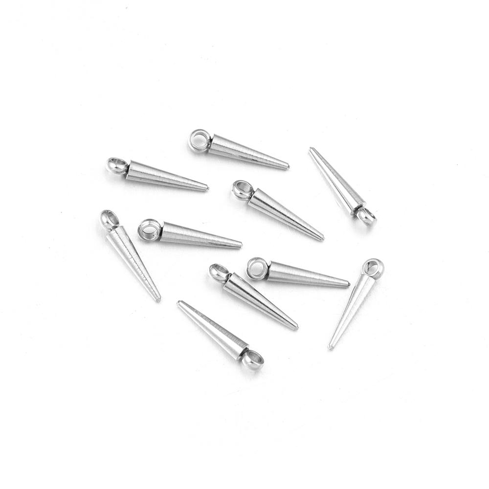 

10pcs Stainless Steel Cone Charms Pendants for Jewelry Making Retro Bullet Spike Beads Charms for Women Man Hoop Earring Making
