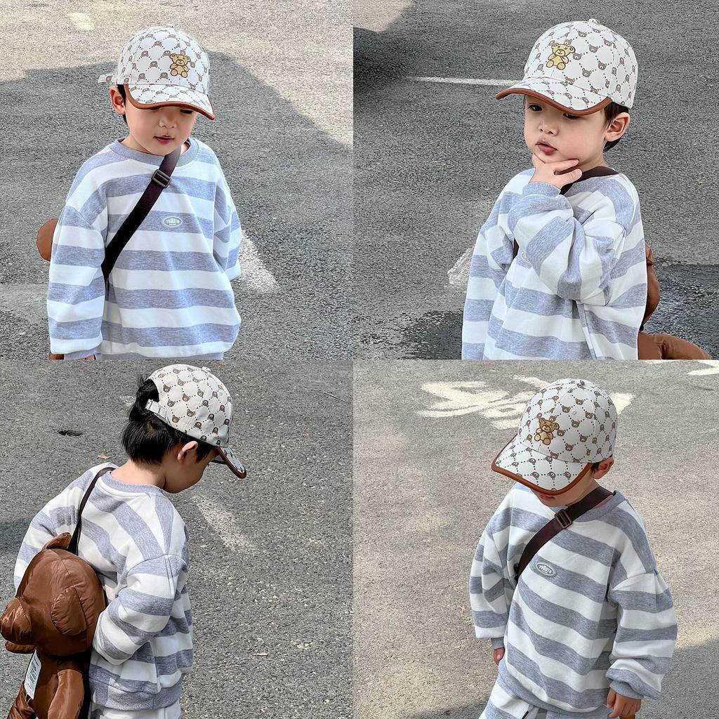 White Kahki New Fashion Baby Cartoon Hat Kids Cotton Baseball Cap Infant Toddler Adjustable Snapback Hat For Children