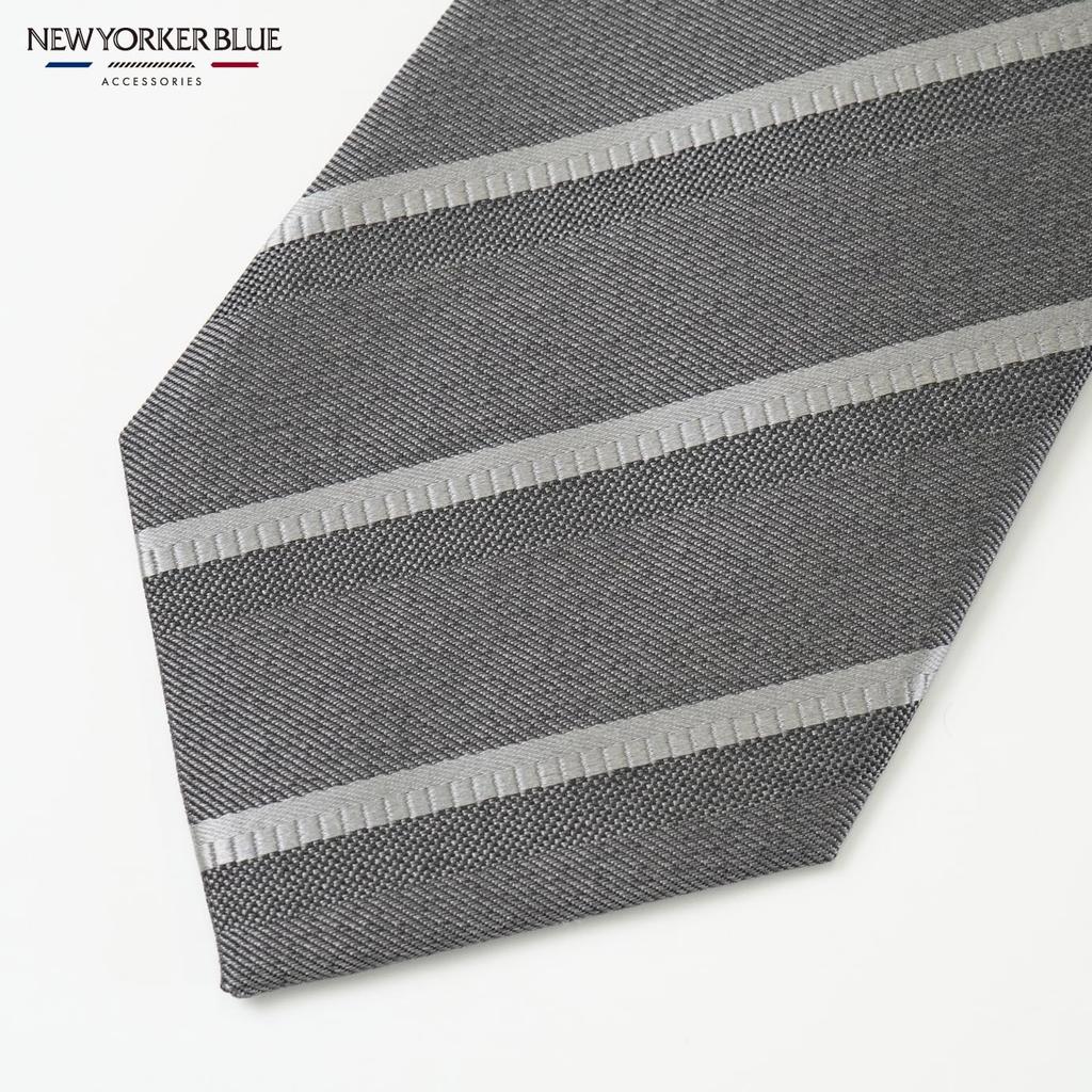 [New Yorker Blue] Striped (Melange) Necktie NB912566 Gray, One Size Fits All, Business Suit Style, Gift