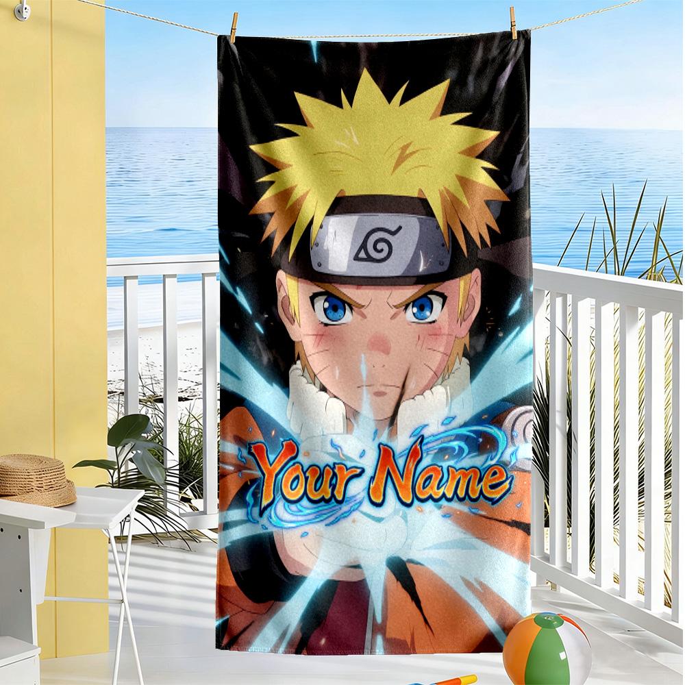 Naruto Character Customized Name Beach Towel Quick-Dry Soft Microfiber Perfect for Traveling Yoga Camping and Swimming