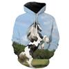 Autumn 3D Horse Pattern Printed Hoodies Fashionable Casual Sports Long Sleeved Men's Hooded Sweatshirts