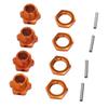 4PCS 17mm Hex Wheel Hub Adapter Aluminum Alloy Orange Hex Drive Hub Adapter for ZD Racing 9116