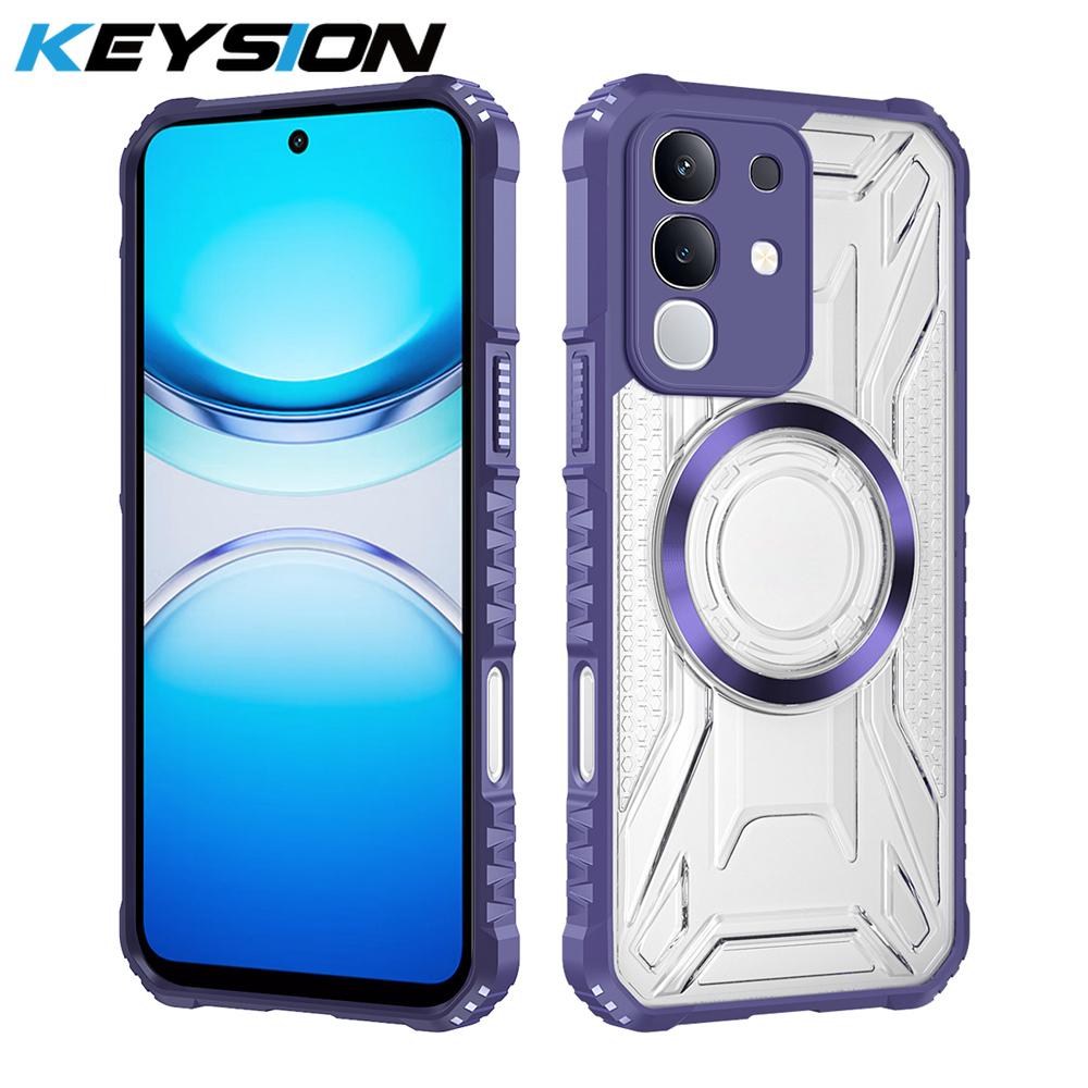 KEYSION Průhledný magnetický kryt pro VIVO Y29 4G Měkký silikon+PC Odolný Nárazuvzdorný Zadní kryt telefonu pro IQOO Z10X 5G