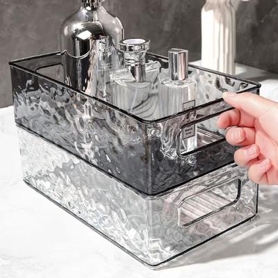 Large Capacity Desktop Storage Basket Stackable Transparent Stationery Jewelry Container Glacier Texture Cosmetic Storage Box