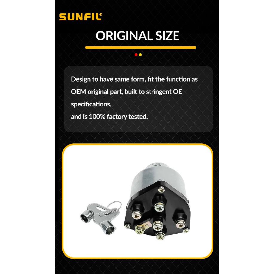 JK406 Car Truck Start Ignition Switch with 2 Keys Preheat Start Switch with 6 Wiring Points for Car Tractor Trailer