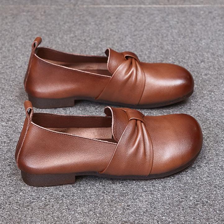 Women's Shoes Soft Bottom Leather Shoes Vintage Cowhide Flat Single Shoes